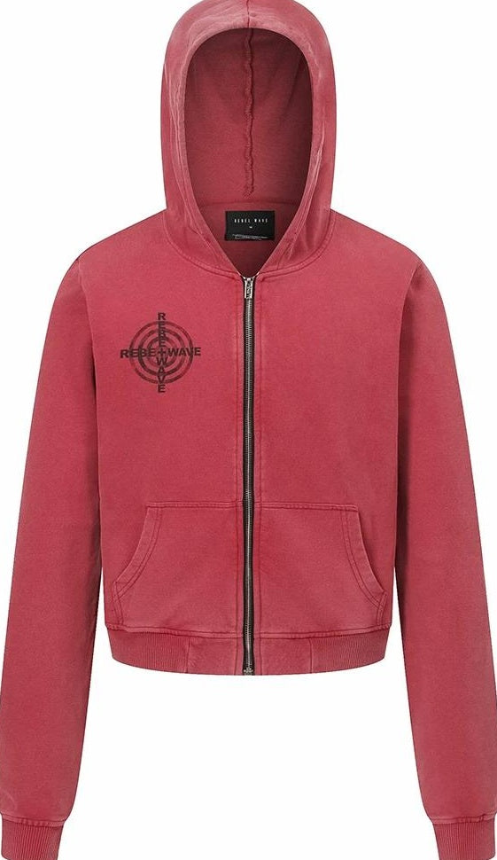 PINK WASHED ZIPPER HOODIE