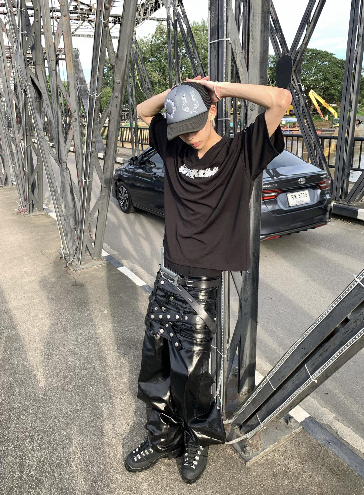 MULTI-WAIST LEATHER PANTS