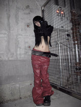 LIQUID METAL PINK WAXED PANTS