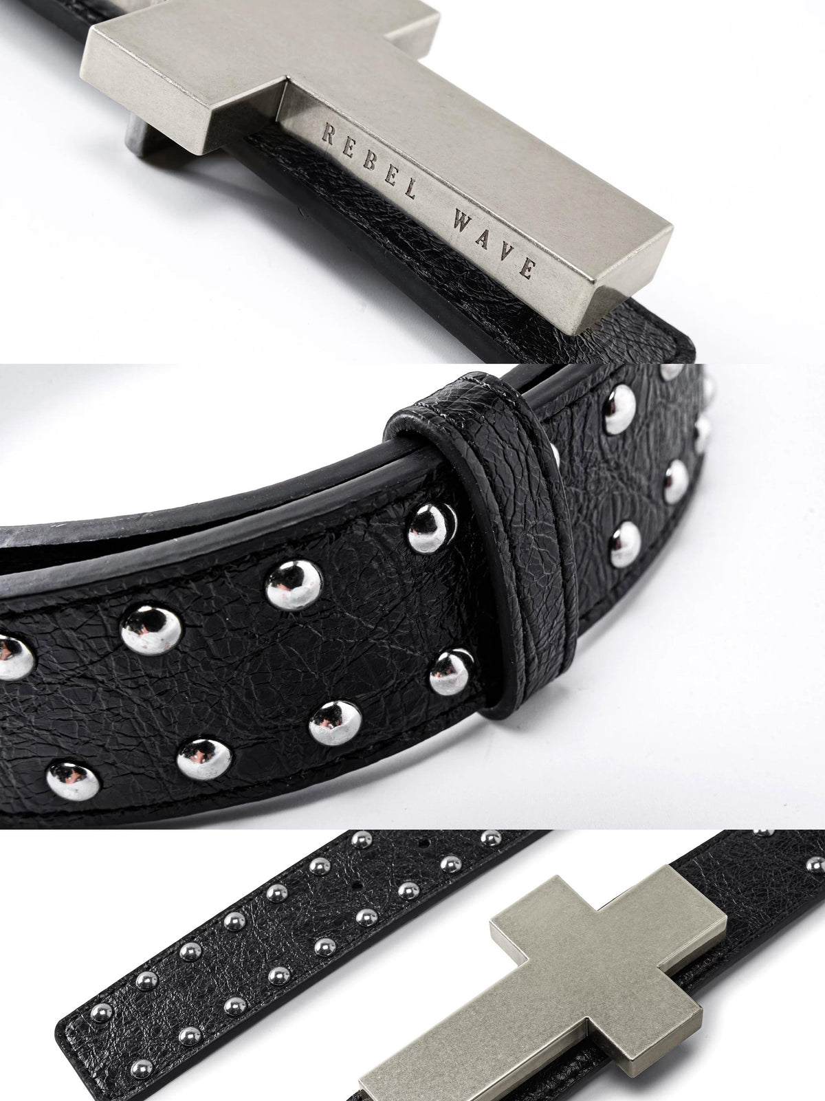 STUDDED CROSS BELT WITH BURST PATTERN