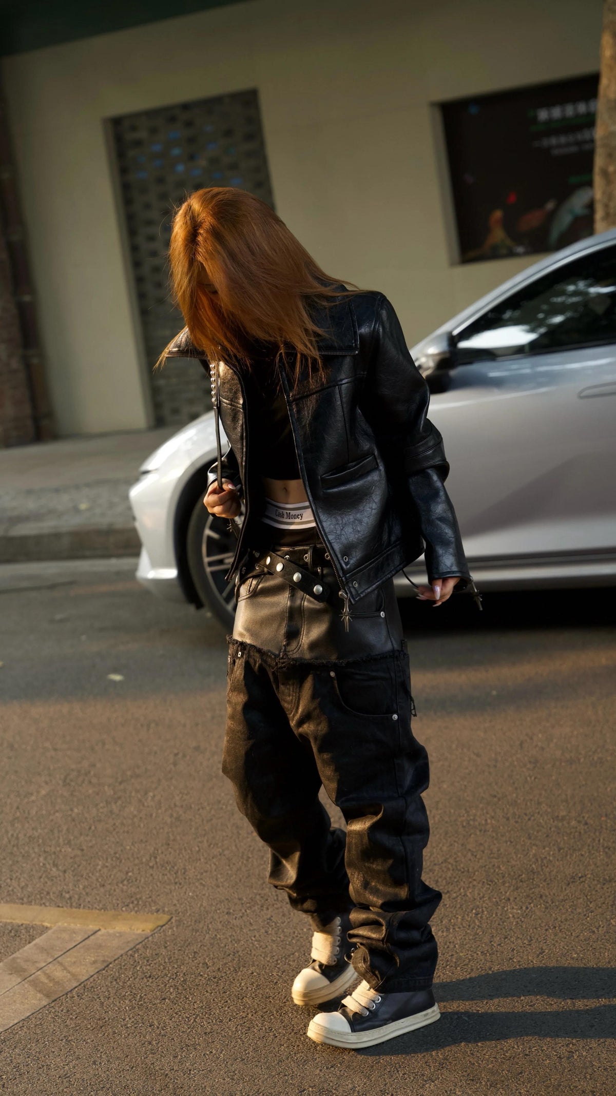 BLACK PONY HAIR BUCKLE BELT