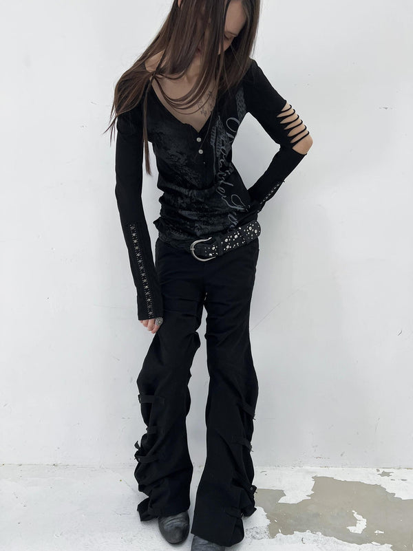 ダブルパンチグラフィックロングスリーブTシャツ