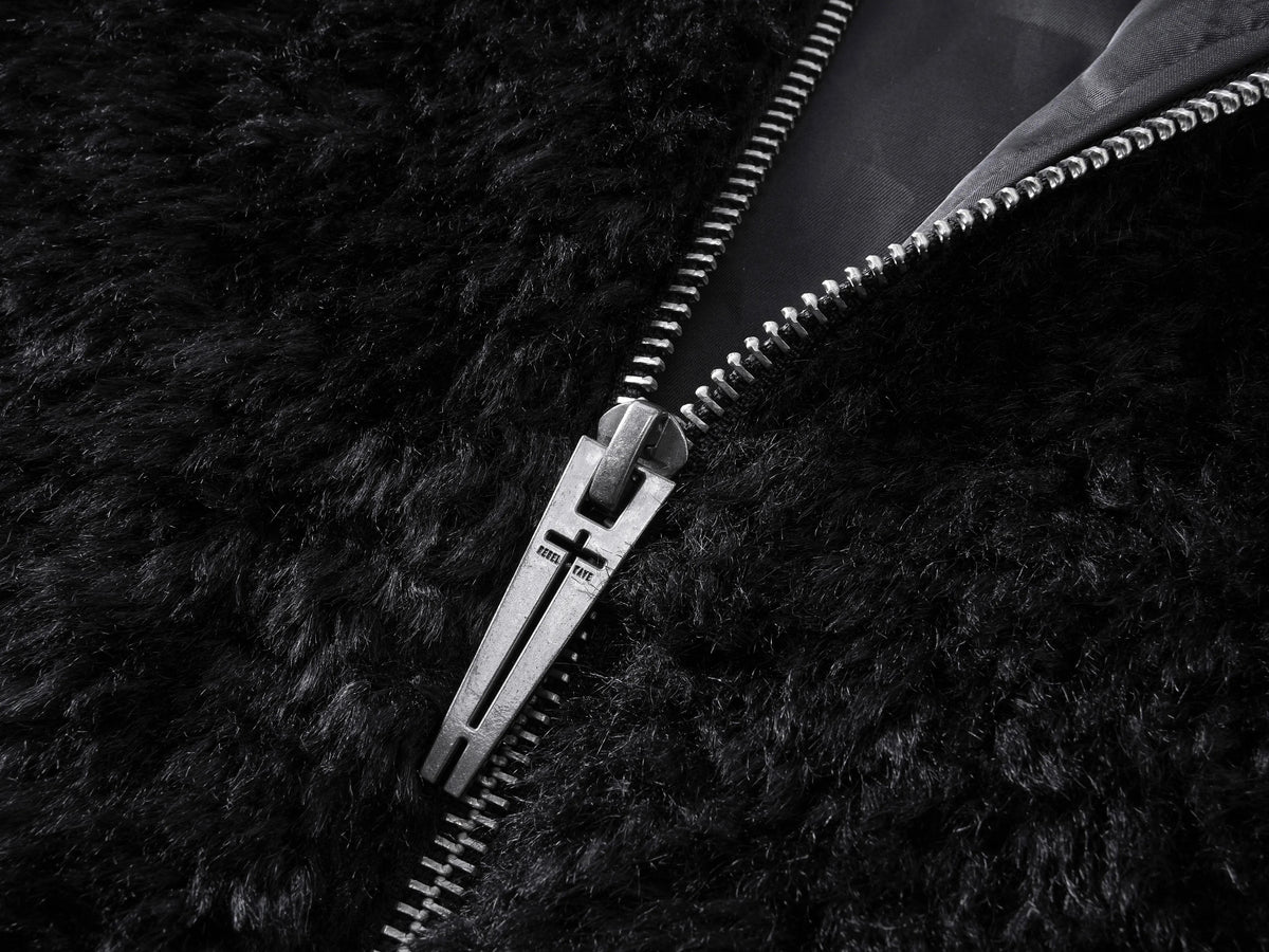 PLUSH PATCHWORK SUEDE HOODED JACKET