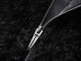 PLUSH PATCHWORK SUEDE HOODED JACKET