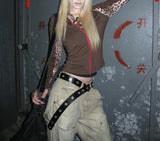 STUDDED LEATHER BUCKLE BELT