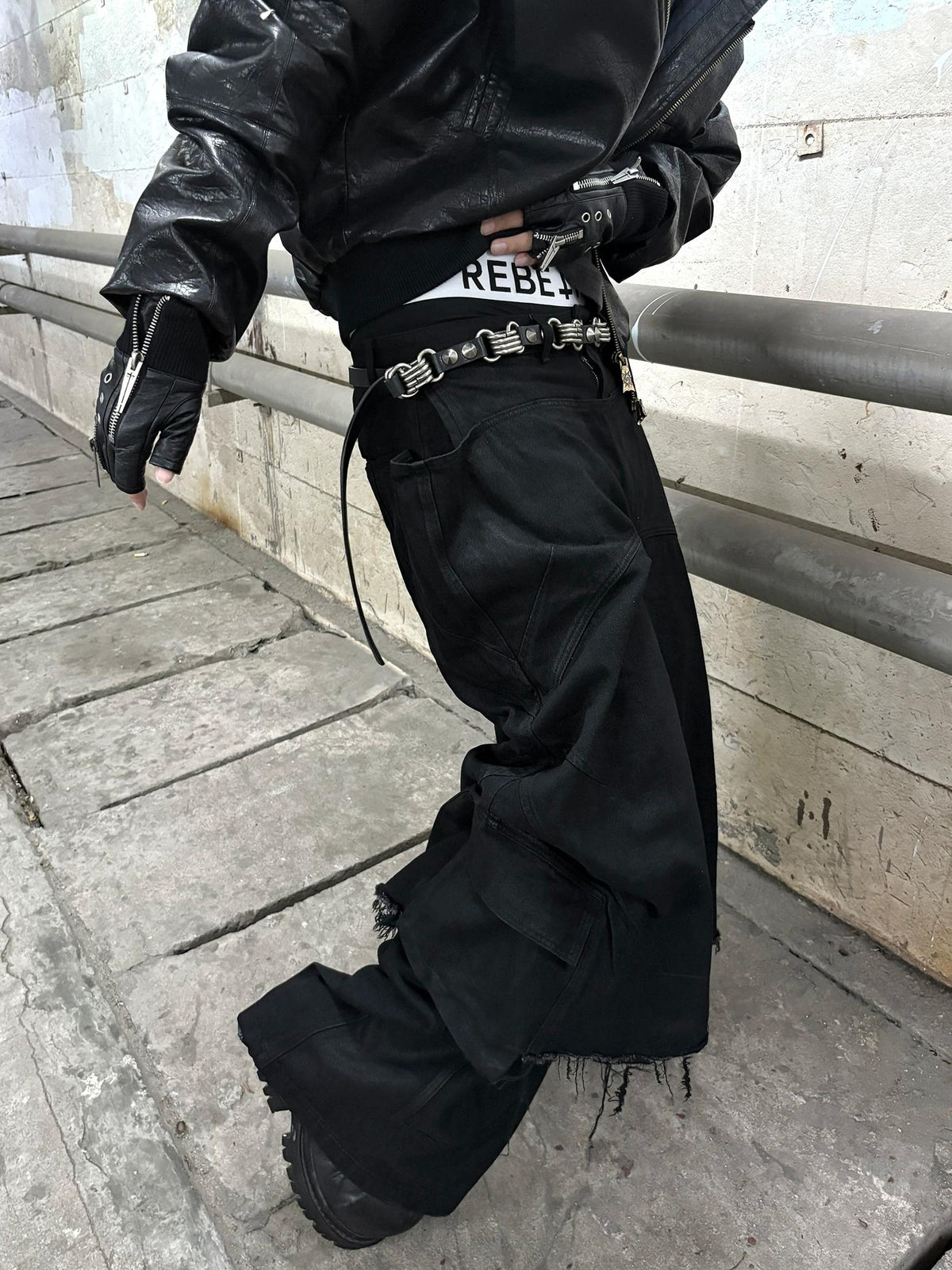 DESTRUCTION WAXED SKIRT PANTS