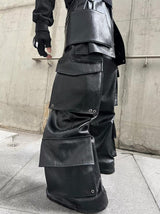 YMIRAU MULTI-POCKET LEATHER PANTS