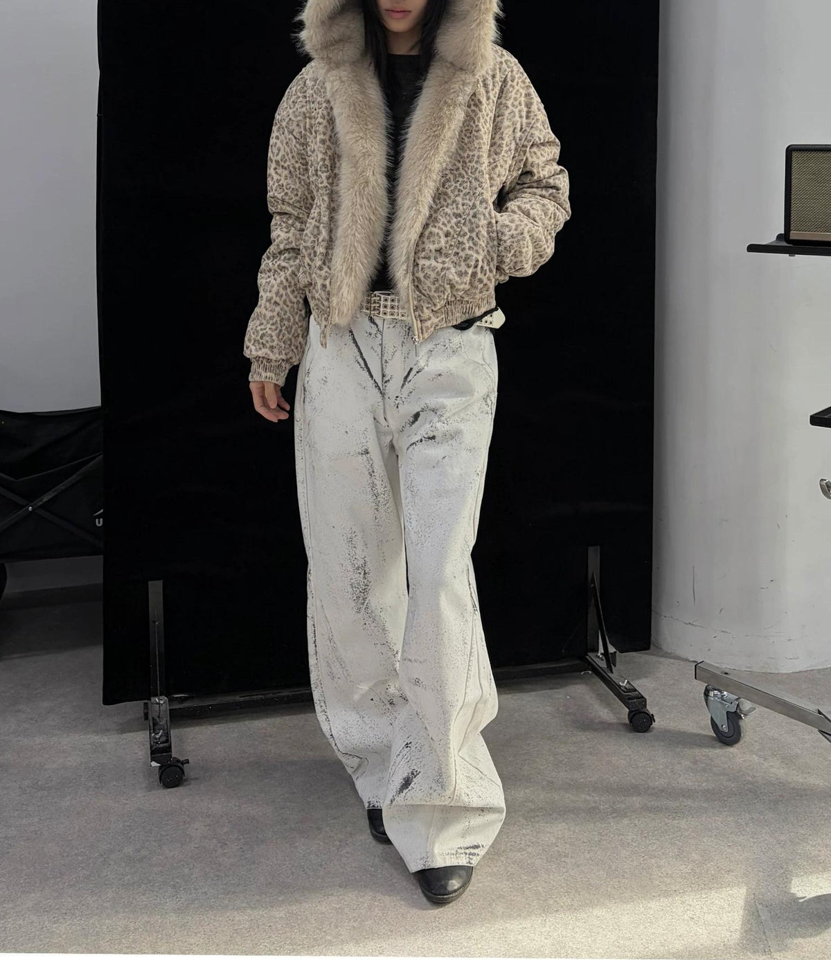 フェイクファー フード付き ダイヒョウジャケット