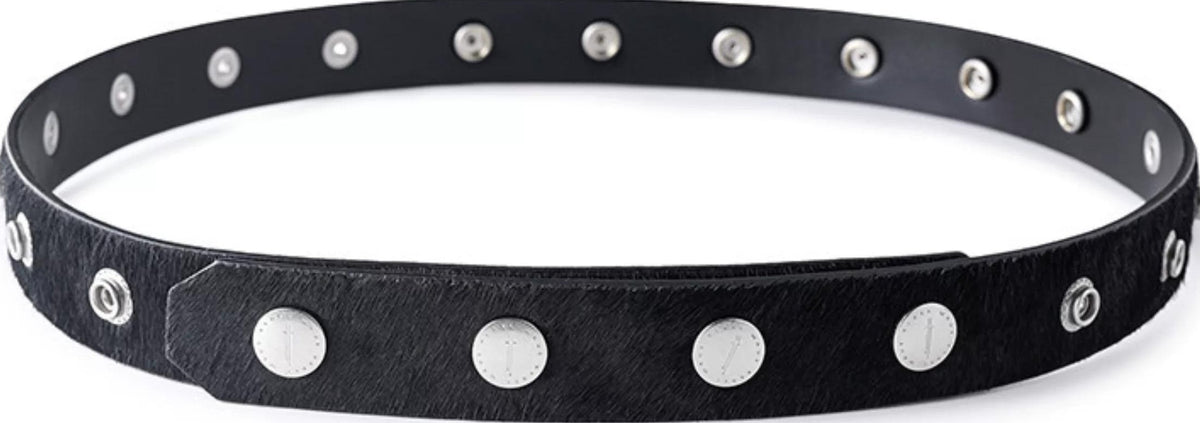 BLACK PONY HAIR BUCKLE BELT