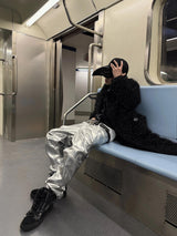 SILVER LIQUID LEATHER PANTS