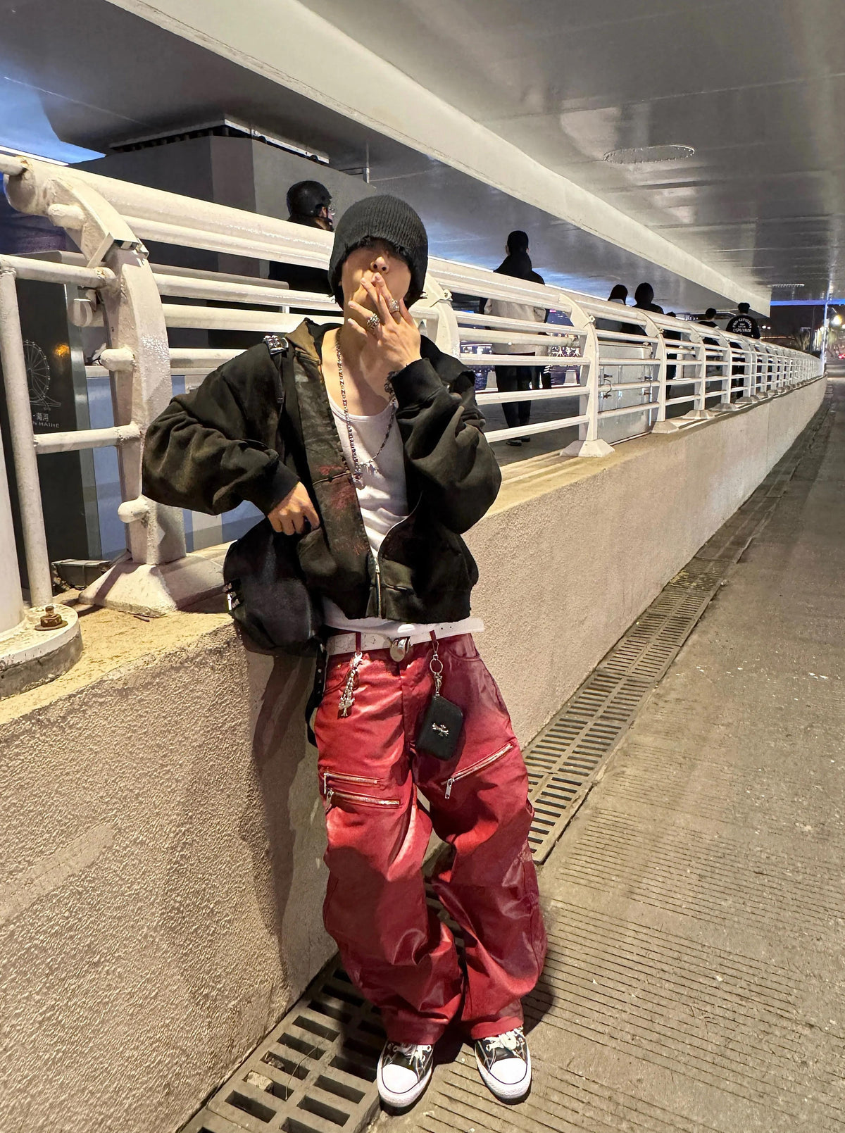 LIQUID METAL PINK COATED JEANS
