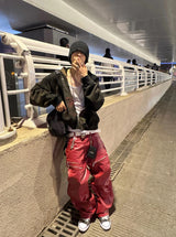 LIQUID METAL PINK COATED JEANS