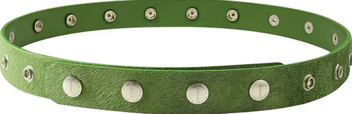 GREEN PONY HAIR BUCKLE BELT