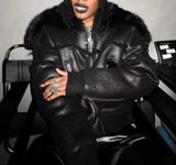 FUR COLLAR MULTI-ZIP JACKET