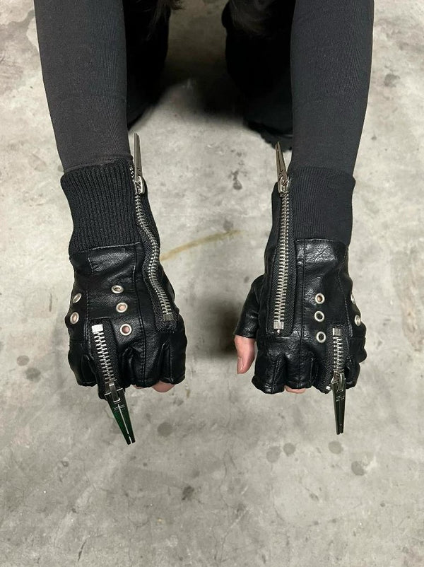 PUNK LAYERED ZIPPER GLOVES