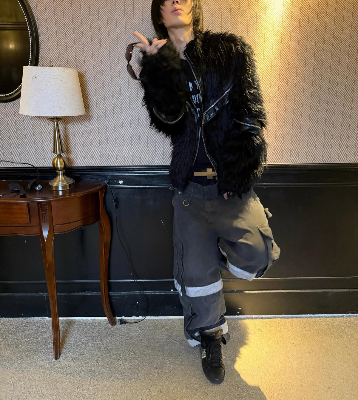 PATCHWORK LEATHER FUR JACKET