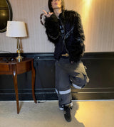 PATCHWORK LEATHER FUR JACKET