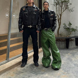 CRISPY GREEN LEATHER PANTS