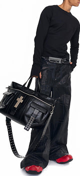 CROSSBODY LEATHER TOTE BAG
