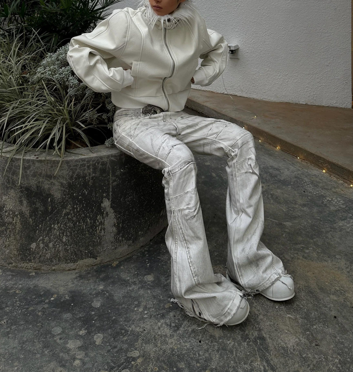 WRECKING WHITE WAX PANTS