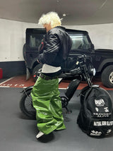 CRISPY GREEN LEATHER PANTS