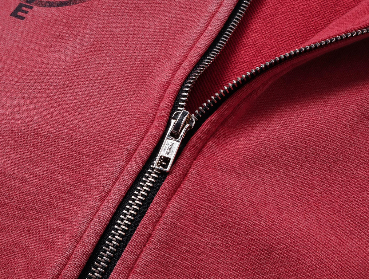 PINK WASHED ZIPPER HOODIE