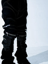 SLIM FLARE BIKER PANTS
