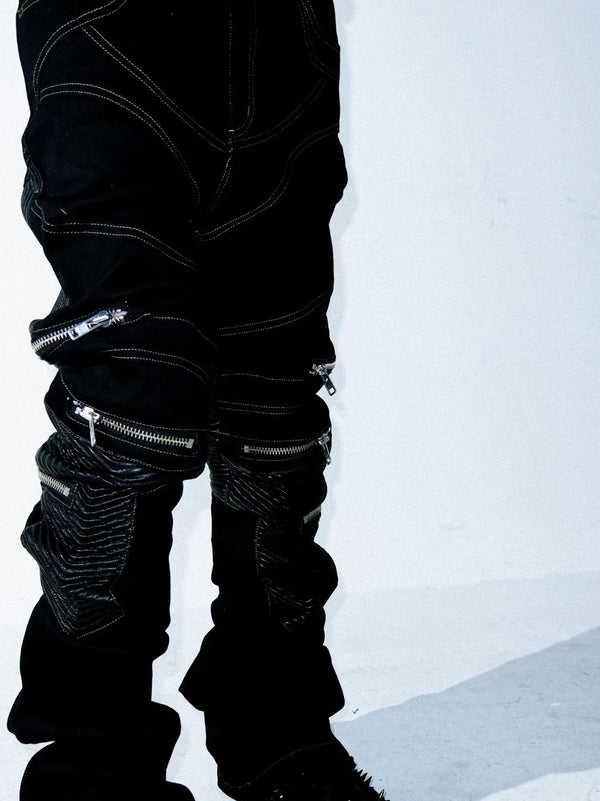SLIM FLARE BIKER PANTS