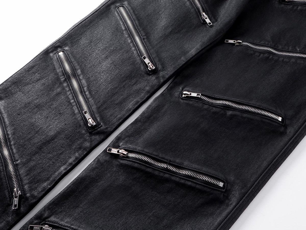 MULTI-ZIPPER SLIM FIT PANTS