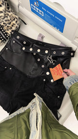 BLACK PONY HAIR BUCKLE BELT