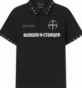 STUDDED PRINT POLO SHIRT