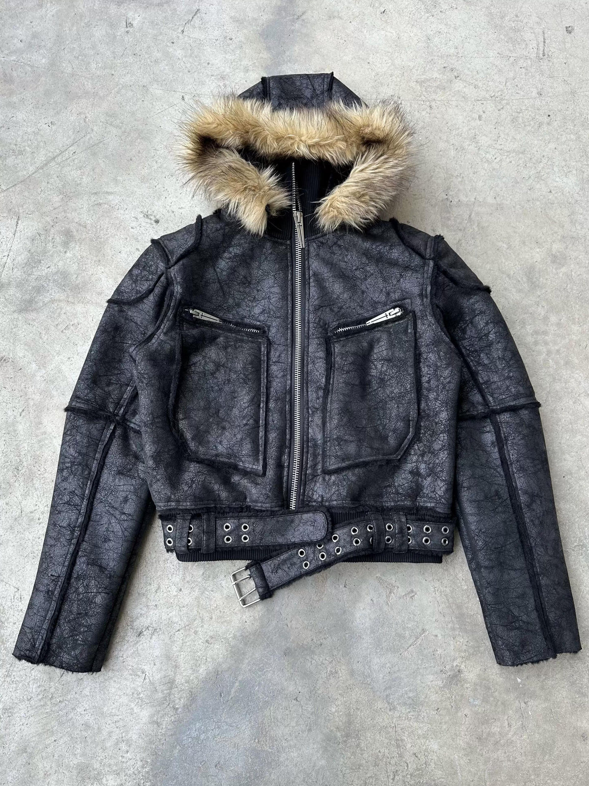 FAUX FUR MULTI-ZIPPER JACKET