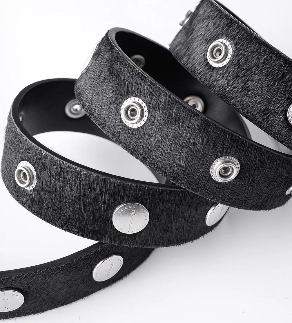 BLACK PONY HAIR BUCKLE BELT