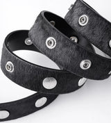 BLACK PONY HAIR BUCKLE BELT