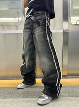 LIGHTNING STRIPE RAW EDGE JEANS