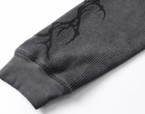 SANSKRIT PRINT WAFFLE LONG SLEEVE T-SHIRT