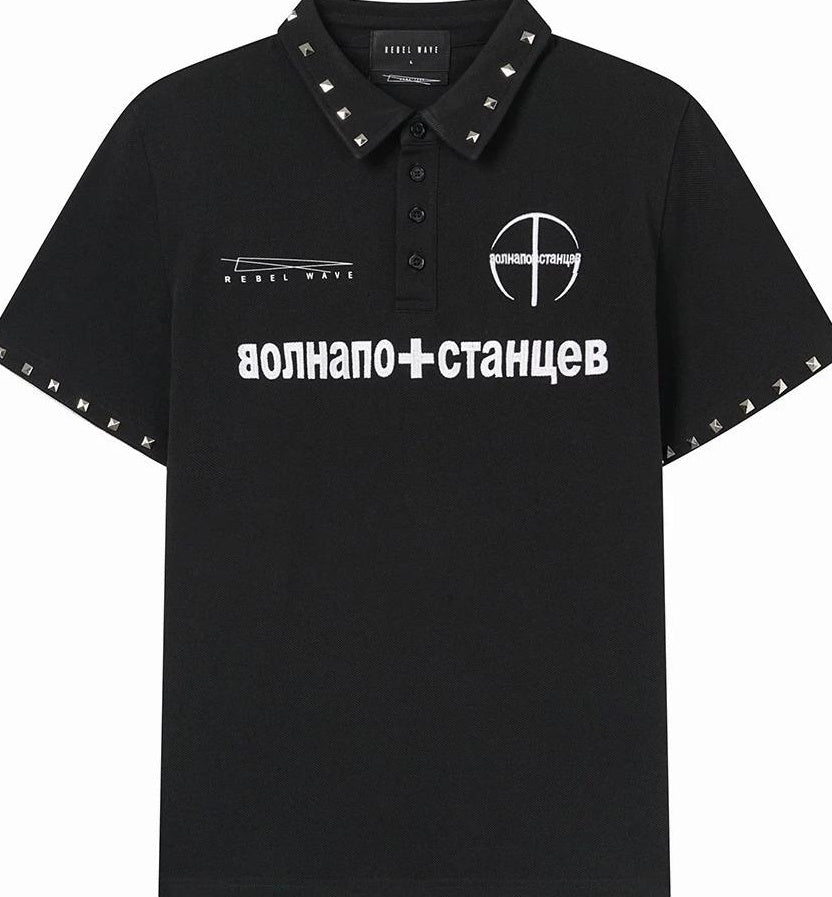 STUDDED PRINT POLO SHIRT