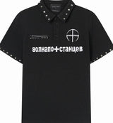 STUDDED PRINT POLO SHIRT