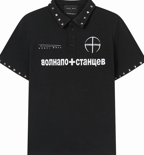 STUDDED PRINT POLO SHIRT