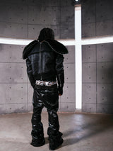 FUR COLLAR MULTI-ZIP JACKET