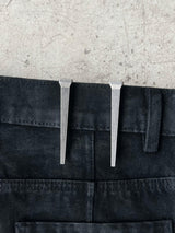BRUSHED WAX COATED MICRO FLARE JEANS