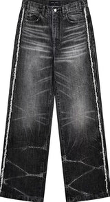 LIGHTNING STRIPE RAW EDGE JEANS