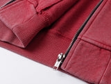 PINK WASHED ZIPPER HOODIE