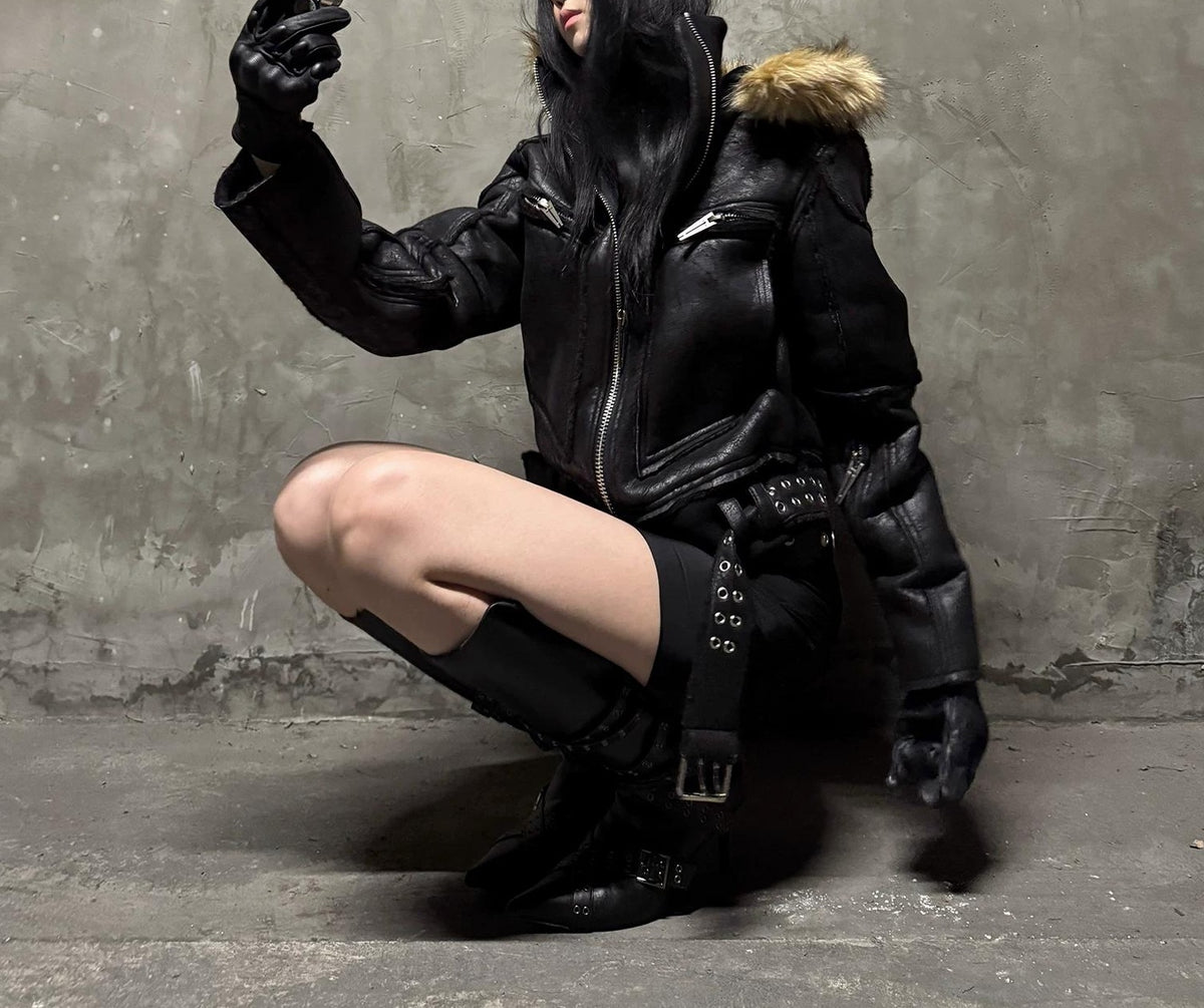 FAUX FUR MULTI-ZIPPER JACKET