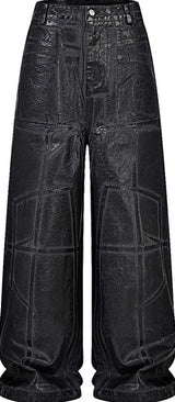 CRACKLE WAXED BAGGY PANTS