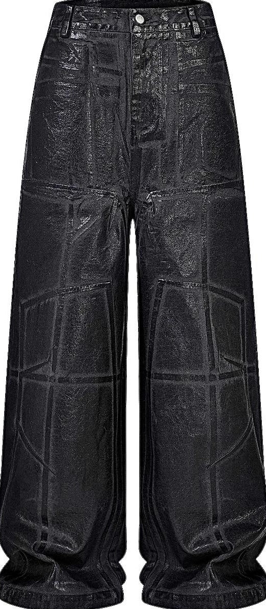 CRACKLE WAXED BAGGY PANTS