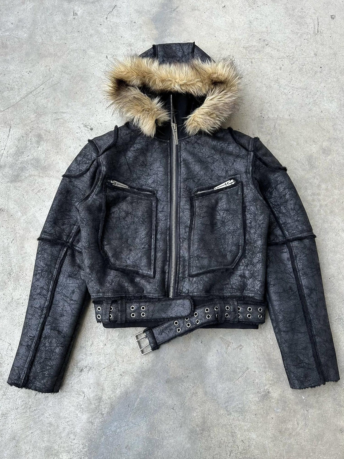 FAUX FUR MULTI-ZIPPER JACKET