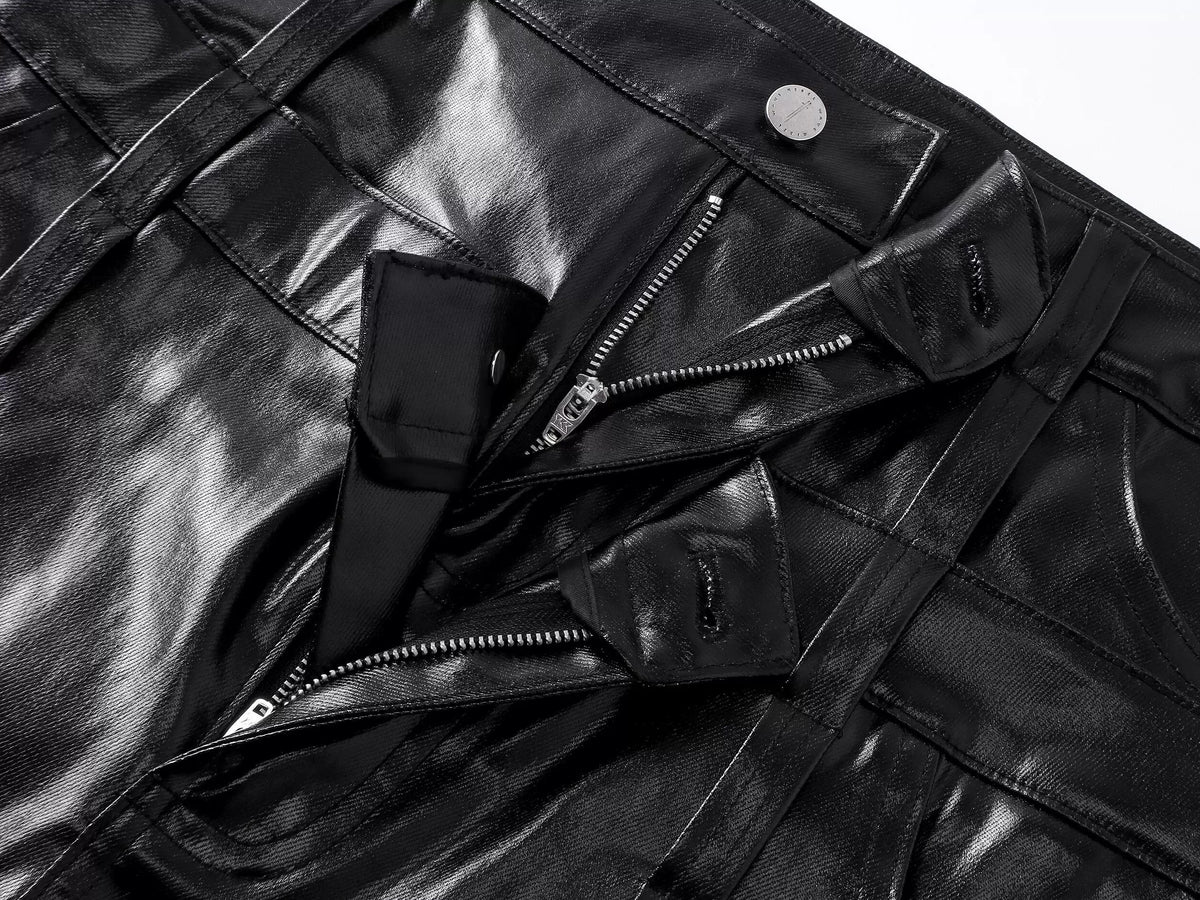 MULTI-WAIST LEATHER PANTS