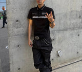 STUDDED PRINT POLO SHIRT