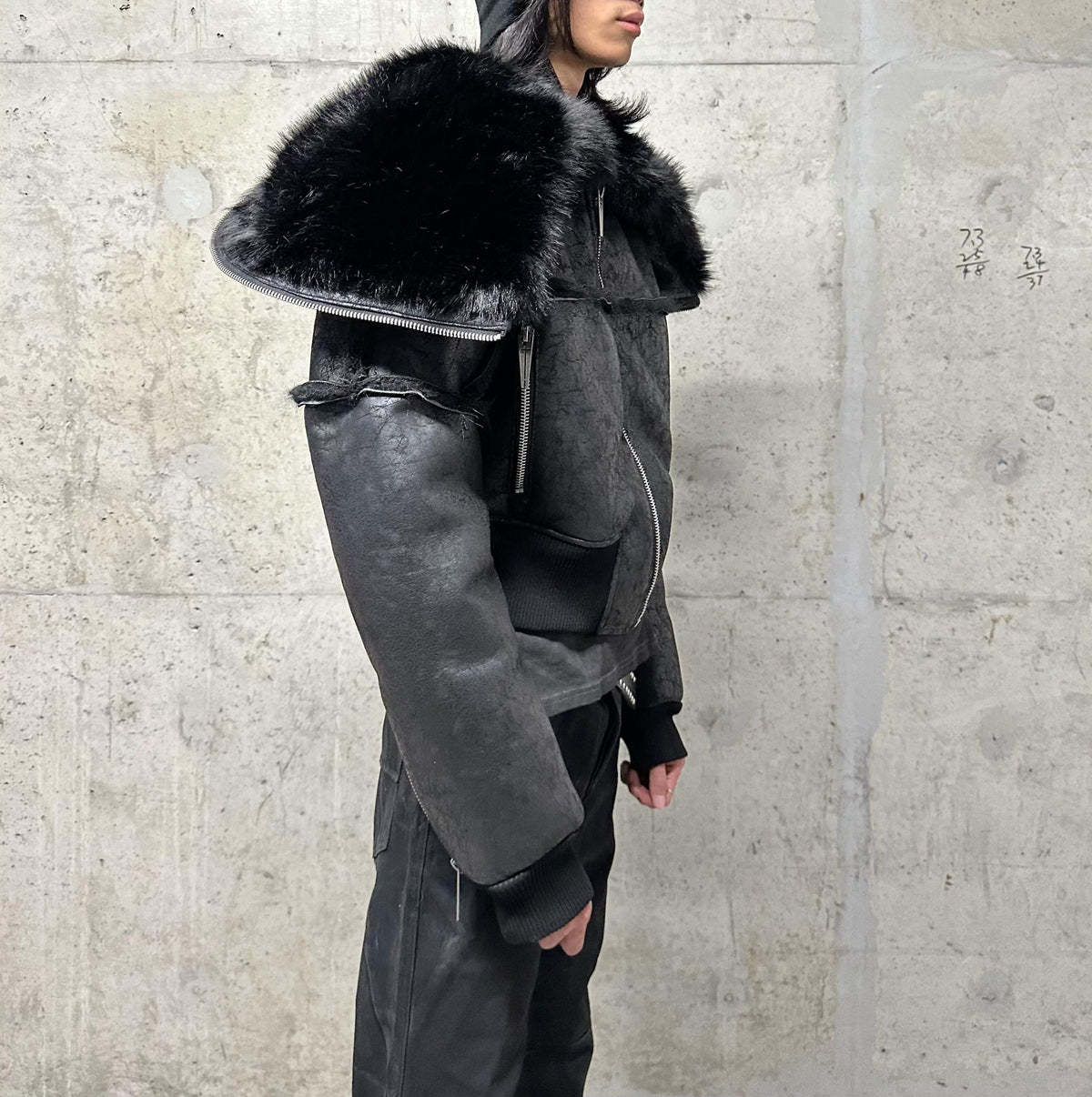 FUR COLLAR MULTI-ZIP JACKET